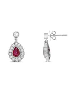 Pear-shaped Sapphire Halo Drop Stud Earrings
