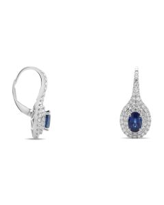 Oval Blue Sapphire & Diamond Earrings