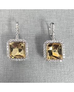 Radiant Fancy Yellow Diamond Earring