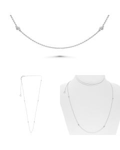 White Gold Diamond by the Yard Station Necklace 24”