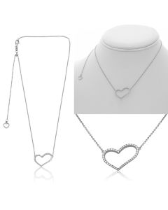 White Diamond Pave Heart Necklace