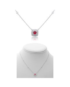Double Halo Ruby & Diamond Necklace