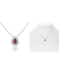 Pearshaped Ruby Double Halo Necklace