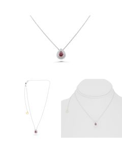 Pear-shaped Ruby Double Halo Necklace