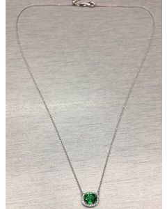 White Gold Oblong Emerald Necklace
