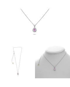Pear-shaped Pink Sapphire Halo Necklace