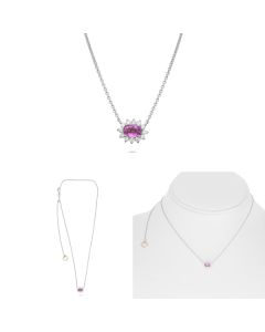 Oval Pink Sapphire Necklace