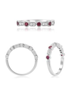 Geometric Diamond & Ruby Band