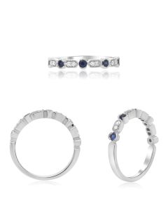 Sapphire & Diamond Milgrain Band