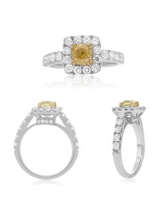 Cushion Fancy Yellow Diamond Ring