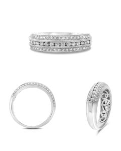 Three Row Detailed White Diamond Band
