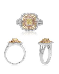 Intricate Tri-Colored Diamond Ring