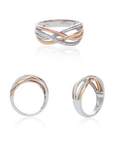Tri-Colored Overlapping Pave Ring