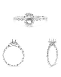 Milgrain Leaf Design Engagement Ring
