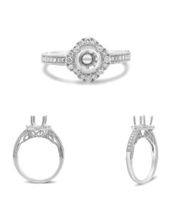 White Gold Quatrefoil Halo Engagement Setting