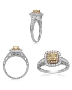 Cushion Fancy Yellow Diamond Ring