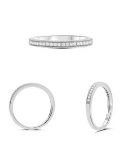 White Gold Half Pave Milgrain Band