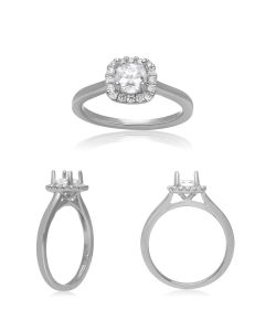 Four Prong Round Diamond Halo Ring