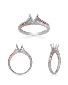 White Gold and Rose Gold Solitaire Semi Mount