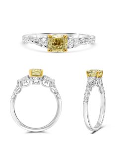 Cushion Fancy Yellow Diamond Ring