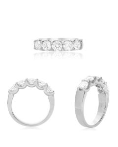 Five-Stone White Diamond Wedding Band