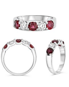 Five-Stone White Diamond Wedding Band