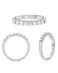 Seven-Stone White Diamond Wedding Band