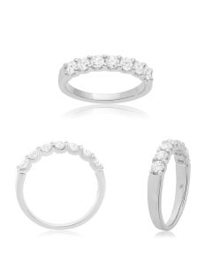 Seven-Stone White Diamond Wedding Band