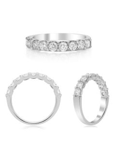 Nine-Stone White Diamond Wedding Band