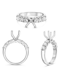 Seven-Stone White Diamond Wedding Band