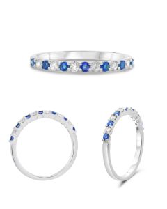 Shared Prong Sapphire & Diamond Band
