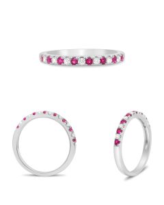 White Gold Diamond & Ruby Band