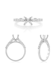 Four Prong Diamond Shank Engagement Setting