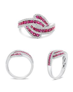White Gold Ruby & Diamond Twist Ring