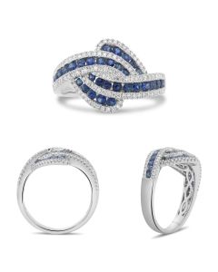 White Gold Sapphire & Diamond Twist Ring