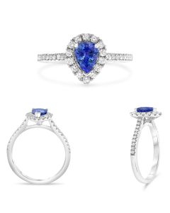 Pear-Shaped Sapphire Halo Ring