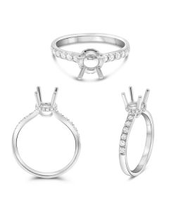White Gold Semi Mount with Diamond Accents