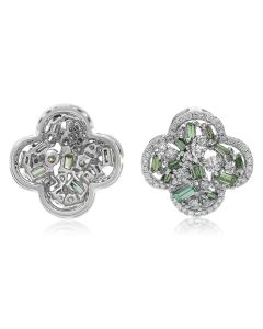 Green Diamond Cluster Quatrefoil Pendant