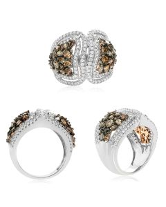 Champage & White Diamond Cluster Ring