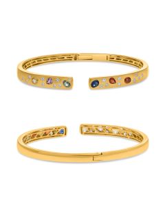Yellow Gold Multi Sapphire Wrap Bangle