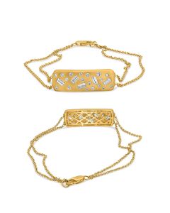 Yellow Gold Sand Blast Multi Diamond Bracelet 