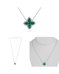 Emerald and Diamond Clover Necklace