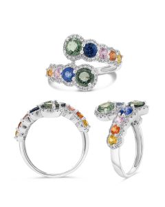 Multi Sapphire and Diamond Wrap Ring 