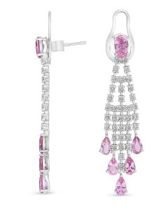Pink Sapphire and Diamond Chandelier Earrings 