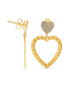 Yellow Gold Drop Heart Earrings