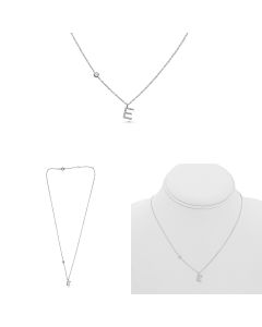 White Gold Initials Necklace E