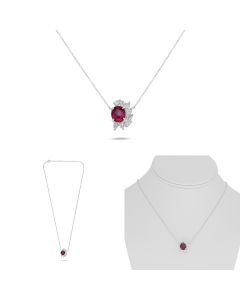 Half Diamond and Pink Sapphire Necklace 