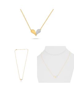Half Yellow Gold and Pave Diamond Heart Necklace