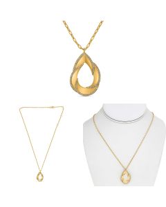 Yellow Gold and Diamond Pear Shape Necklace 