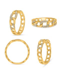 Yellow Gold and Diamond Chain Link Ring 